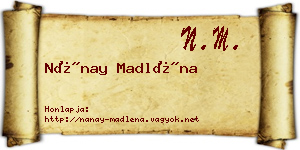Nánay Madléna névjegykártya
